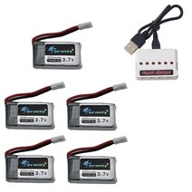 3.7V 300mAH Lipo 배터리 5-in-1 충전기 Udi U816 U830 F180 E55 FQ777 FQ17W Hubsan H107 Syma X11C FY530 RC 드론, [04] 레드