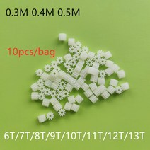 10 개/가방 0.3M 6T 7T 8T 9T 11T 12T 13T 플라스틱 기어 코어리스 모터 엔진 드론 자동차 헬리콥터 예비, 02 7T 0.3M 2.6mm 0.75mm