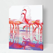 DIY 명화 그리기 유화 인물 고흐 동물 해바라기 그림그리기 세트, 05_동물-A021  홍학 무리