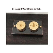 레트로세라믹 목재 토글 스위치 은폐 마운트 2 웨이 1-4 갱 황동 벽 조명, 2-Gang Brass Switch