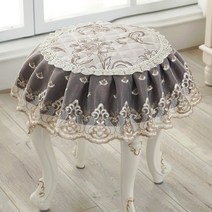 엔틱 화장대 원형 의자 스툴 덮개 커버 패브릭 레이스 매트 패드 인테리어 장식, 30cm  + 자카르 브라운