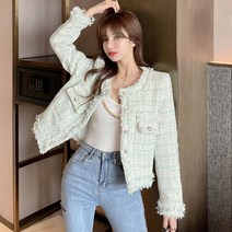 데이프릴 여성용 쥬디 트위드 하객룩 자켓