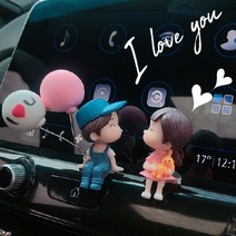 차량용 네비게이션 피규어 뽀뽀 커플 청혼 자동차 실내 네비 차내부 꾸미기 장식 인형, 뽀뽀피규어세트03(풍선0)마주보며뽀뽀