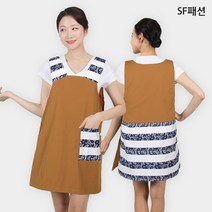 자가드 어깨 원피스형 앞치마 유니폼 가운, L, 브라운(sfae349)