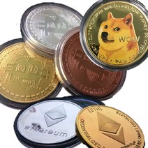 프리미엄 가상화폐 비트코인 이더리움 도지코인 동전 기념주화 bitcoin ethereum, 도지코인 실버