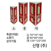 소화기 위치표시 /축광(야광)소화기 삼각기둥표지판, 3.소화기삼각기둥중형(글씨), 1개