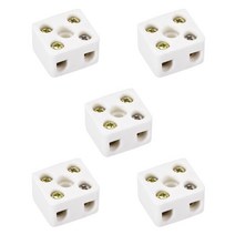 호환 Uxcell 5 Pcs 2 웨이 세라믹 단자대 고온 커넥터 21.5x19.5x14.2mm 전선 케이블 용, 한개옵션0
