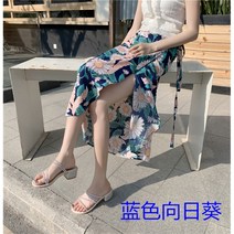 꽃무늬 치마 원피스 스커트 여름 비치룩 플라워 하프 스커트 해변가 휴양지 끈 조정 가능