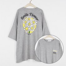 퍼니걸스 5002 박시핏 플라워 나염 반팔 티셔츠 여성의류