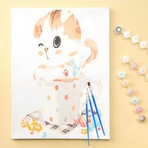 민화샵 유화그리기 세트 30 x 40 cm, 체리고양이(UDOFB017A)