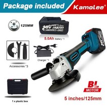 슬라이딩각도절단기 멀티커터기 고속절단기 KamoleeM14 125MM 5 인치 브러시리스 무선 앵글 그라인더 18500RPM 4 단 절단 마끼다 18V 배터리와 호환 가능, One Battery Plastic+125mm EU