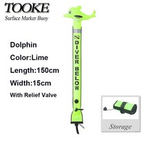 스킨스쿠버 잠수 레귤레이터 옥토퍼스 호흡기 1.2M/1.5M/1.8M 전문 스쿠버 다이빙 풍선 안전 소시지, 15 1.5m Lime Dolphin