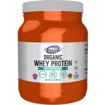 해외보충제 단백질보충제 NOW Sports Nutrition 인증된 유기농 유청 단백질 19g 무향 분말 1파운드