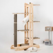 그린웨일 B3 대형 5단 카키베이지 고급 원목 알루미늄 캣폴 고양이 캣타워, 일반 기둥(홀 미작업)_카키베이지