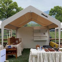 야시장 야외 창고형 오픈형 천막 텐트, 베이지 캐노피 3x3m