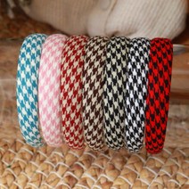 [바보사랑] 하운드체크 모직 원단 복고체크 머리띠 7컬러