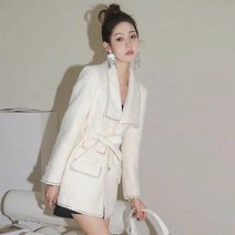 샤* st 큐빅 트리밍 주얼리 버튼 모직 하프 코트 벨트 자켓 안감 누빔 명품 스타일