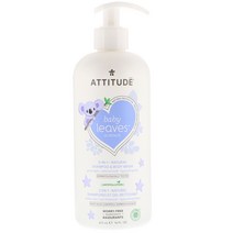 ATTITUDE 베이비 리브스 사이언스 2인1 천연 샴푸바디 워시 아몬드 밀크 16 fl oz 473 ml