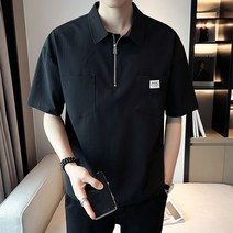 LAR 남성 반집업 카라티 반팔 티셔츠 무지티 투포켓 루즈핏 풀오버 상의 빅사이즈 봄 여름