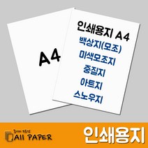 올페이퍼 인쇄용지 A4 백상지 모조지 아트지 스노우지 중질지 중절지, 백상지_260g_A4_100매, 1개입