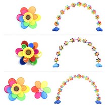 바람개비 2단 아치 세트 개업 오픈 행사 아치 가랜드 매장 입구 식당 핸드폰 가게 출입구 장식, (무지개혼합 2단9p+미니8p+밴드18p)