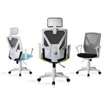 DY-chair 람보 메쉬의자 공부 학생 사무실 책상 의자, 화이트프레임, 헤드성형발포사각팔걸이, 블루