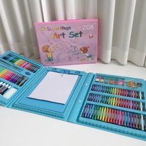 마이랑컴퍼니 208pcs 3단 미술세트 키즈 미술학원 어린이집 유치원 답례품 생일 크리스마스 선물 그림그리기 미술놀이, 블루