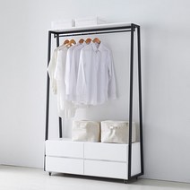 아이앤 아이앤 레버티 1200 2단서랍 이동식 행거 SY, 화이트