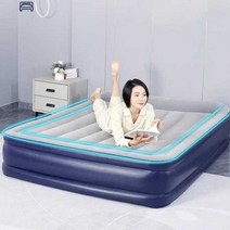 에어침대 두꺼운매트 에어 배드 캠핑용품 푹신한, 블루 97x191x36cm (펌프 포함)