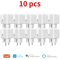 스마트홈 스마트전등스위치 Tuya-EU 지그비 소켓 플러그 20A 콘센트 전원 모니터 타이밍 기능 플러그 알렉사 구글 라이프 앱과 가능, 08 zigbee 10PCS
