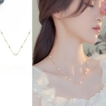 심플 14kgf 도금 인조 진주 쇄골 여성 체인 목걸이