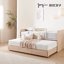 [3만원 즉시할인]장인가구 피터 2단 슬라이딩 수납침대S_7존독립+라텍폼스매트, 오크