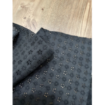 대폭 60수 아사면 잔잔꽃플라워 검정 펀칭레이스원단 [검정] 레이스