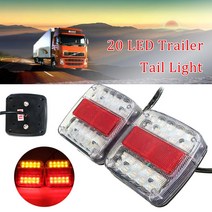 카고트레일러 캠핑 미니 카고트레일러 2X 12V 20 LED 테일 라이트 턴 시그널 리어 브레이크 번호 자동차 트, 한개옵션0