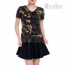 [Myshe]여성 봄 밀리터리룩 티셔츠 캐주얼 긴팔 티셔츠 xin220WF2