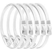 10Gtek 1~3m 5조 Cat7 RJ45 차폐 이더넷 케이블 10Gbps 플랫 인터넷 네트워크 LAN 케이블 CAT6a CAT6 및 CAT5e 보다 빠름 흰색, 3M-5pcs