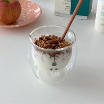 로모주 거꾸로 캐릭터 유리 컵 단열 투명 동물 머그 잔, 시크고양이