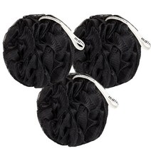 [정품] MainBasics 목욕 샤워 수세미 스폰지 푸프 바디 워시 스크러버 (3개 세트, Triple Black