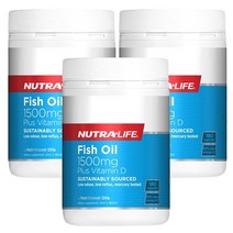 뉴트라라이프(Nutra-Life) 뉴트라라이프 피쉬오일(오메가3) 1500mg + 비타민D 180캡슐 X 3개, 540캡슐, 1세트