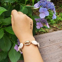 쉘 조개 매듭 끈 팔찌 연예인팔찌