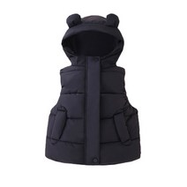 도오빠 크로몽베 아동 패딩 조끼 블랙 후드 집업 다운 베스트 남아 여아 공용 봄 가을 아우터 ~130