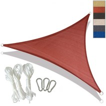 SOOFAM UV 차단 방수 삼각 사각 그늘막 타프 썬쉐이드 차광막 차양막 캐노피 정원 옥상방수 천막 HDPE 레드/베이지/블루, 5*5*5m, 레드