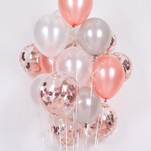 파티쇼 헬륨풍선 효과 천장 혼합풍선세트, 펄 로즈골드, 컨페티 로즈골드, 펄 화이트, 펄 실버, 1세트