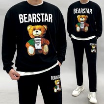 투체인지 [당일발송] 곰돌이스타 남성 맨투맨 일자팬츠 트레이닝 상하의 츄리닝 세트