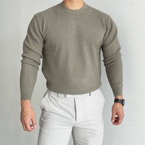 남자 소프트 하찌 엠보 남자 라운드 긴팔 니트