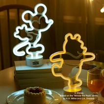 [KT알파쇼핑]디즈니 LED 네온 무드등 곰돌이푸 미키마우스 2종 택1, 곰돌이푸1P