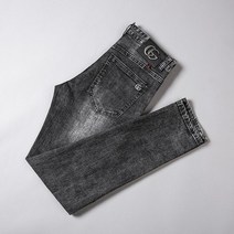 남자흑청패션 하우스 데님 바지 남성 전문점 잔품명세서 마름질 거물급 봄가을 얇은 트렌드 블랙 2388187108