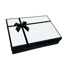 루루홈 블랙 화이트 리본 선물 포장 박스, 선물 포장 박스 6호 1개