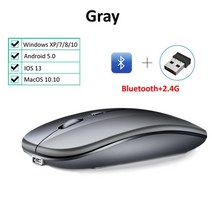 레이저 무선 마우스 Raton 게임 inalambrico 컴퓨터 블루투스 자동 충전식 인체 공학적 2.4ghz 노트북 pc 용 usb 광학, 회색