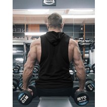 COOFANDY 남성용 2팩 운동 후드 탱크 탑 보디빌딩 머슬 컷오프 티셔츠 .. 정품보장